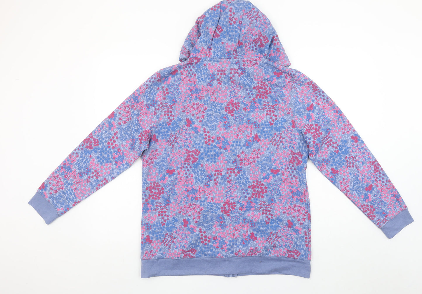 Country Rose Womens Blue Floral Full Zip Hoodie Size M