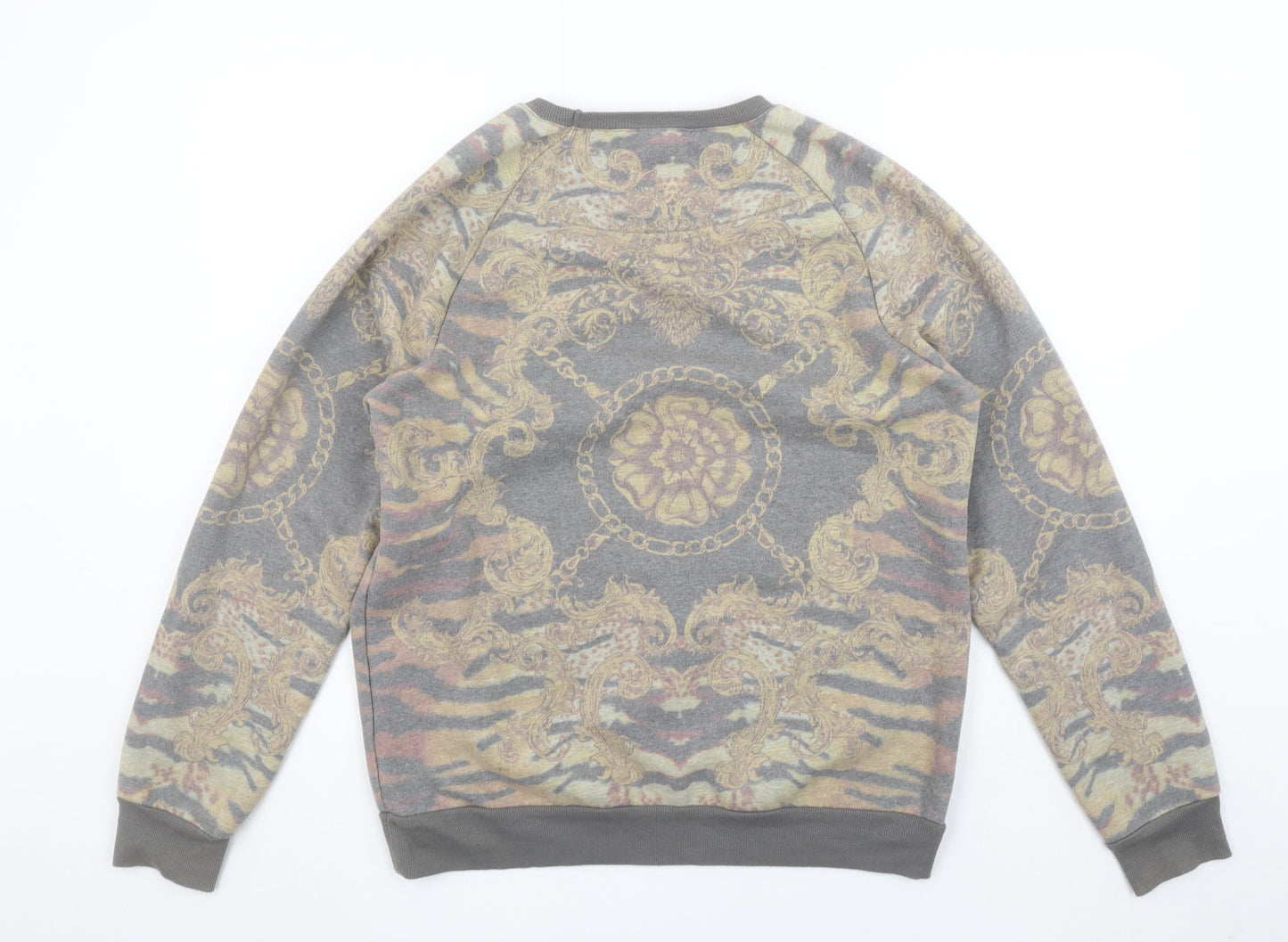 Topman Men's Grey Baroque Print Crew Neck Sweatshirt Size M