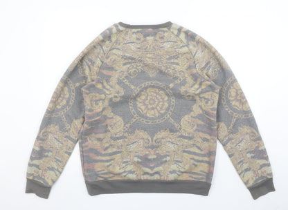 Topman Men's Grey Baroque Print Crew Neck Sweatshirt Size M