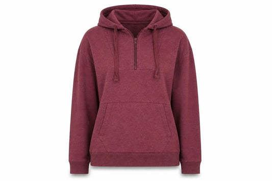BAM Women's Burgundy 1/4 Zip Hooded Pullover Sweatshirt Size S