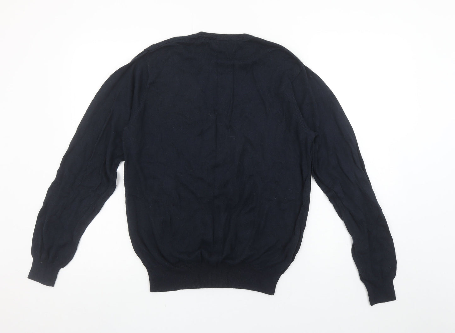 Farah Men’s Blue Cotton V-Neck Cable-Knit Jumper M