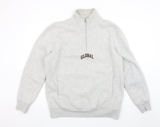 H&M Men's Grey 1/4 Zip Sweatshirt Regular Fit Size M
