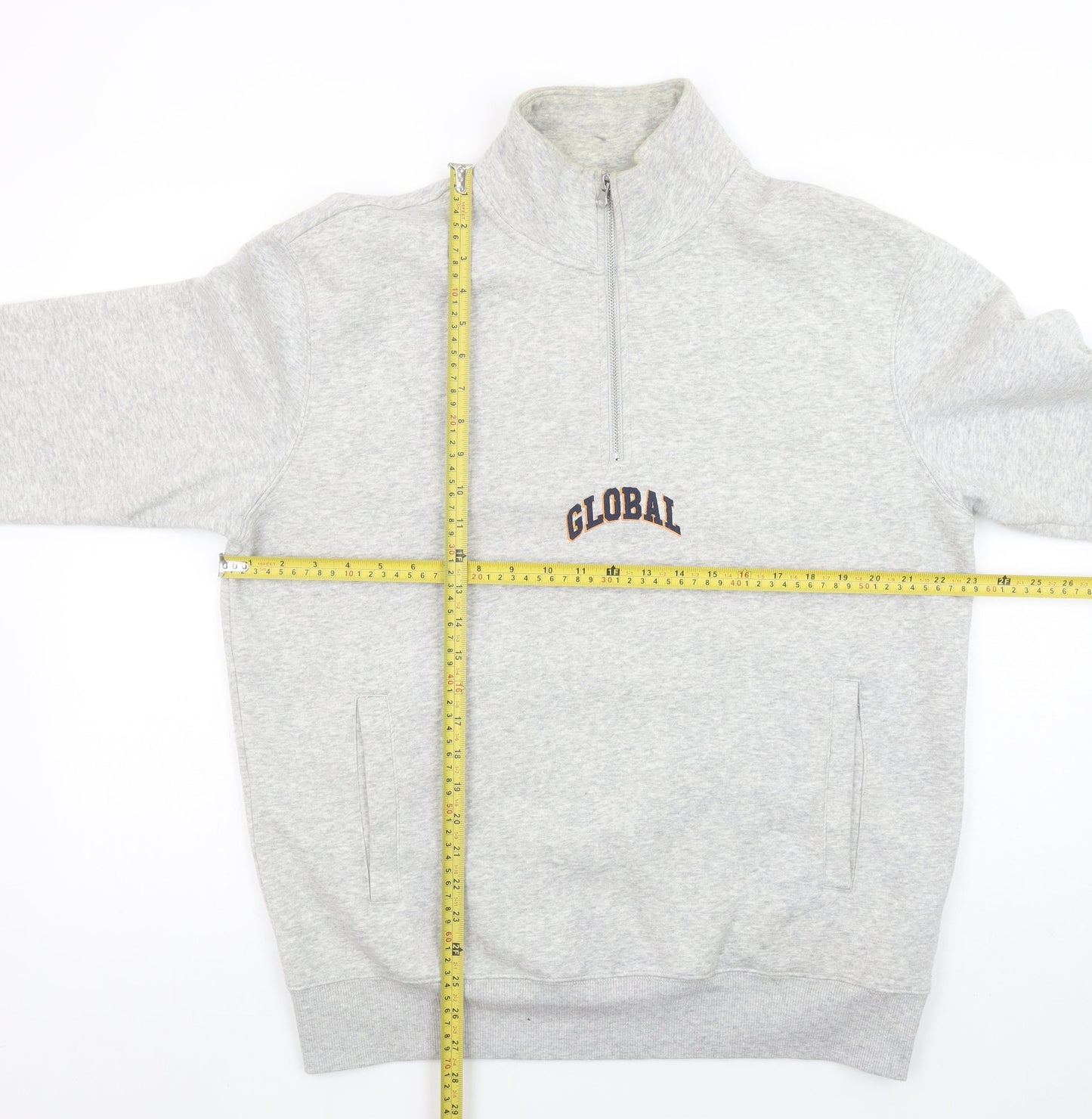 H&M Men's Grey 1/4 Zip Sweatshirt Regular Fit Size M