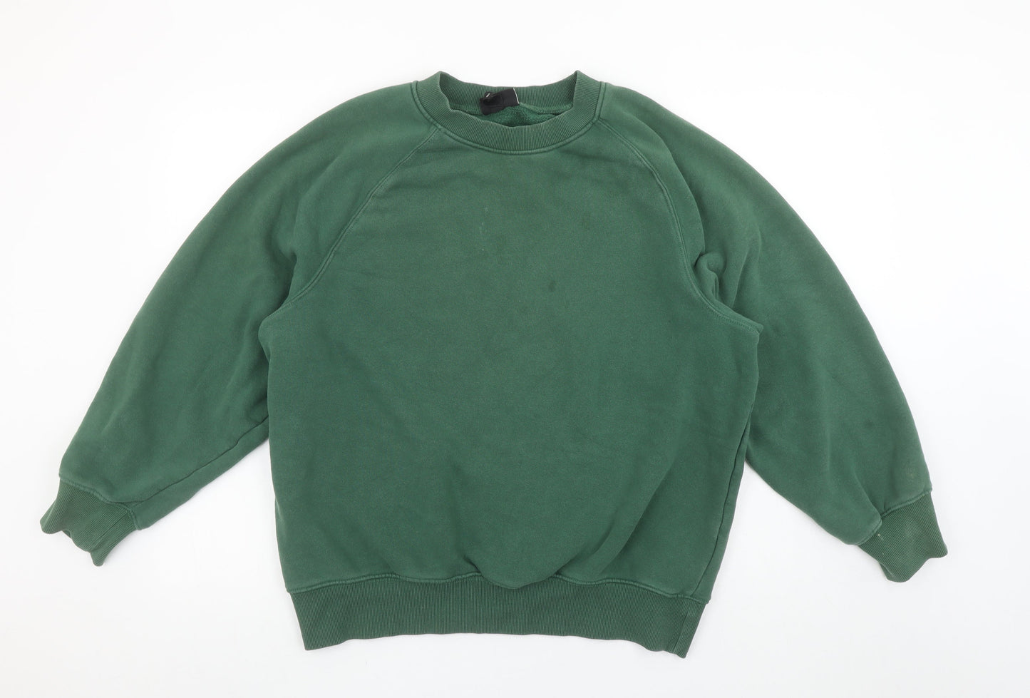 H&M Men's Green Oversized Cotton Blend Pullover Sweatshirt M