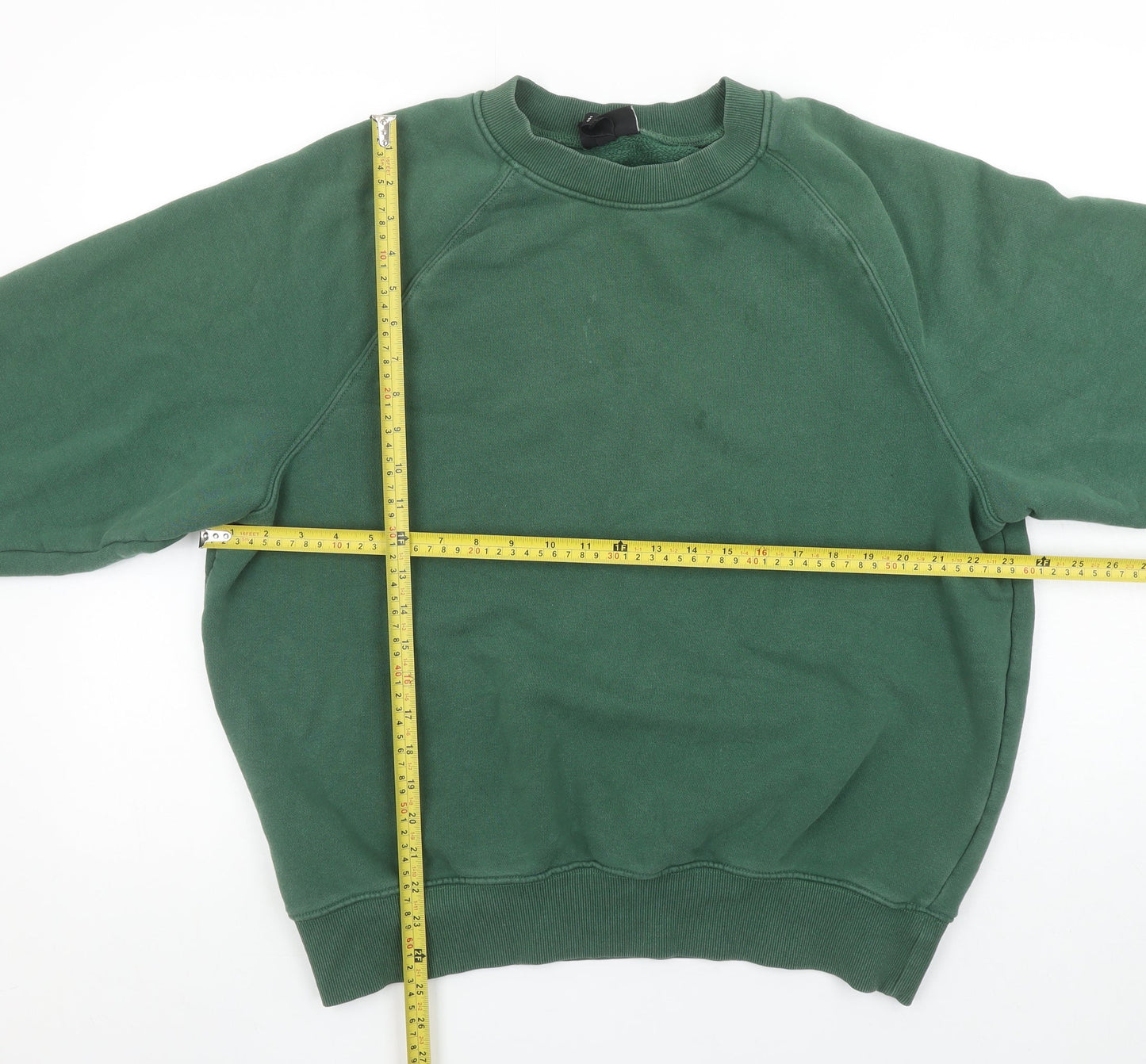 H&M Men's Green Oversized Cotton Blend Pullover Sweatshirt M