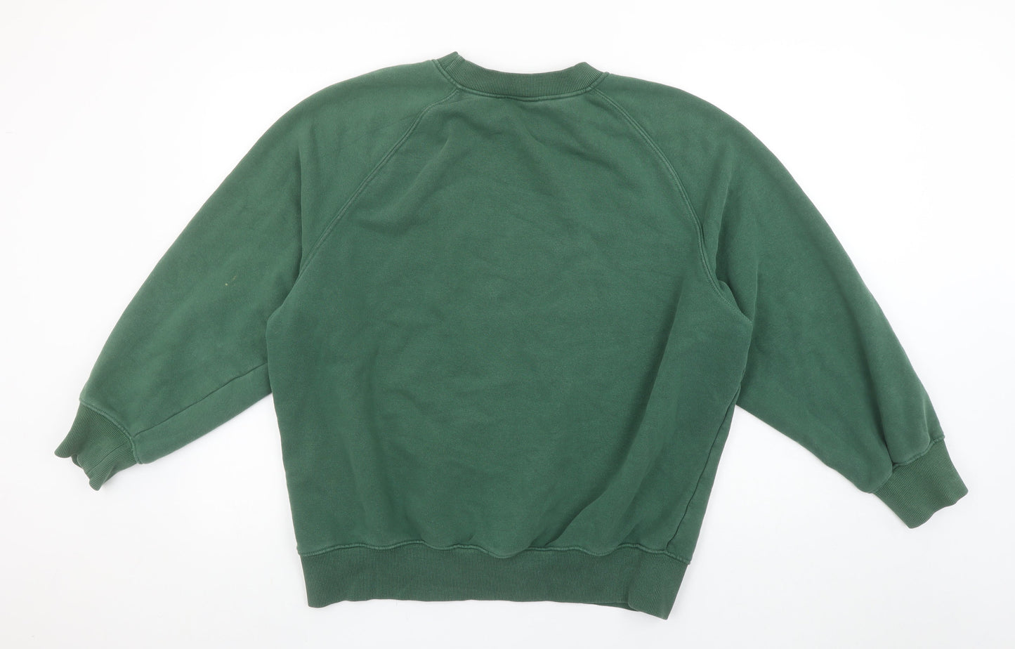 H&M Men's Green Oversized Cotton Blend Pullover Sweatshirt M