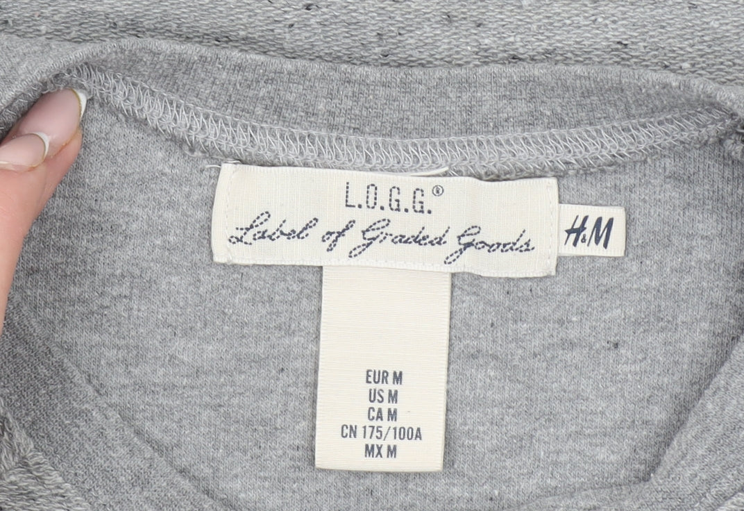 H&M L.O.G.G. Men's Grey Crew Neck Long Sleeve Sweatshirt Size M