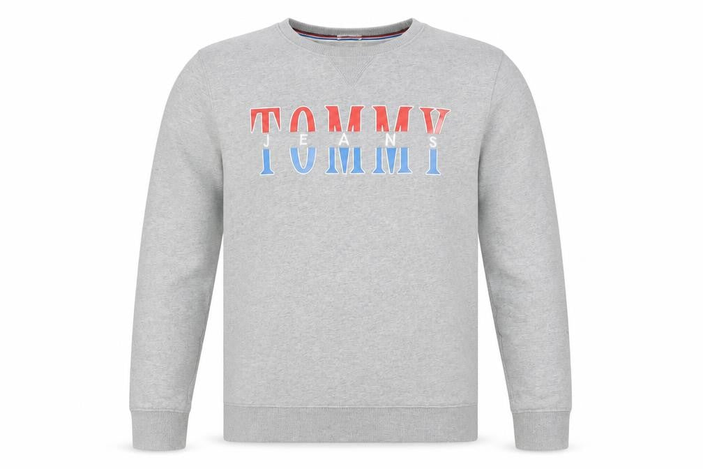 Tommy Jeans Men's Grey XL Regular Fit Logo Sweatshirt