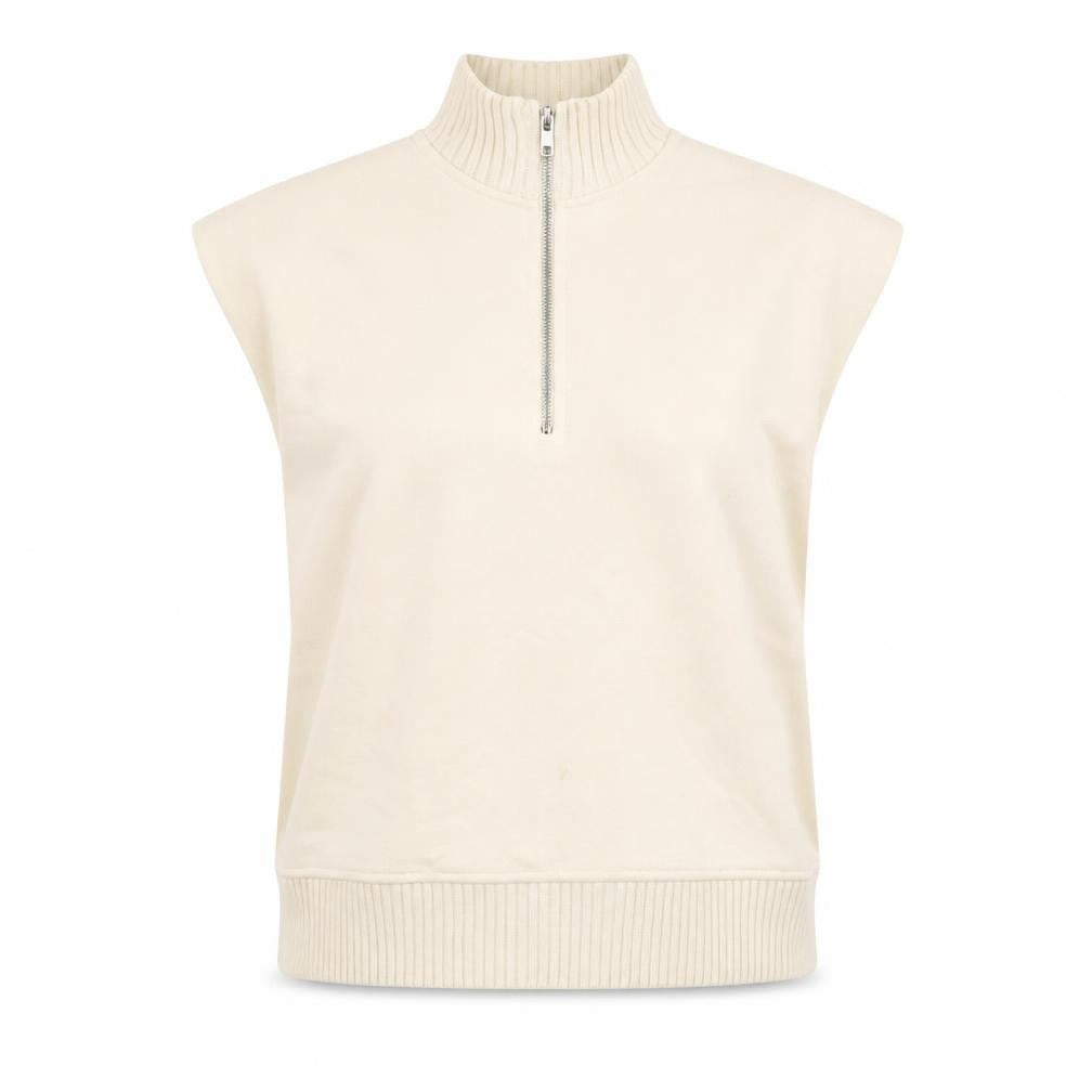 Zara Women Beige 1/2 Zip Sleeveless Sweatshirt Size S