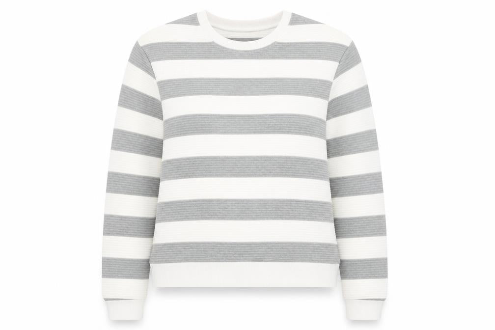 Louche Womens Grey White Striped Pullover Sweatshirt Size 14