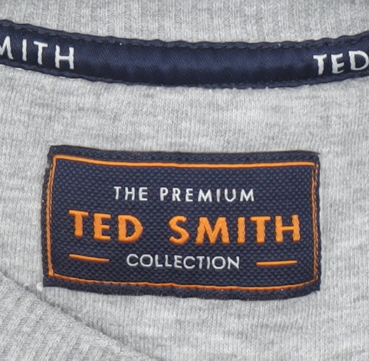 Ted Smith Men's Grey Pullover Sweatshirt M Crew Neck Classic Logo