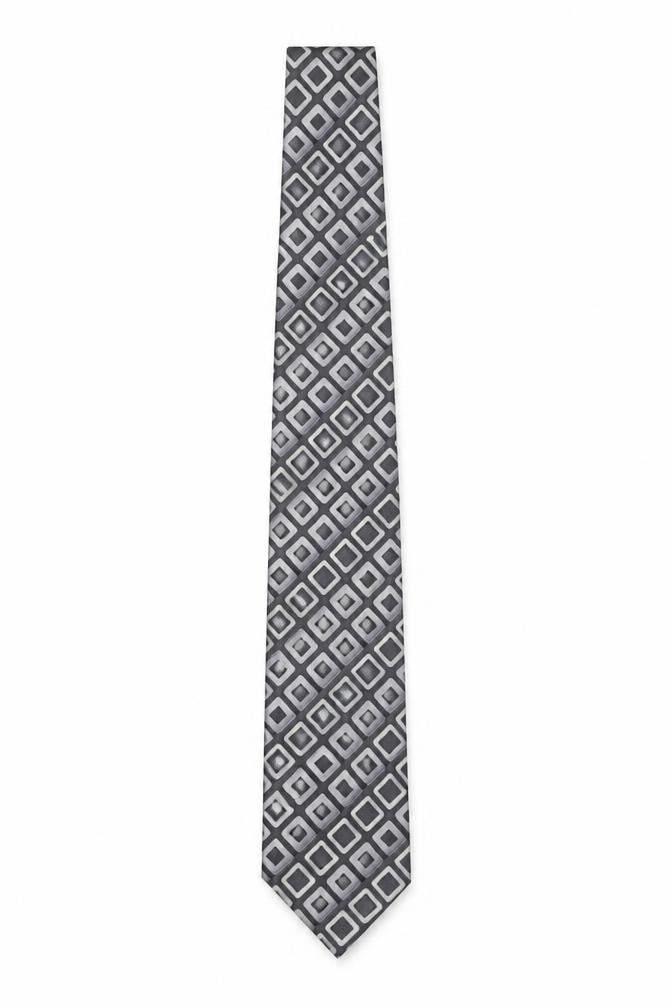 Pierre Cardin Men’s Grey Geometric Pure Silk Tie