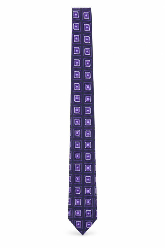 CG Collections Men's Purple Geometric Silk Tie Made in Italy One Size