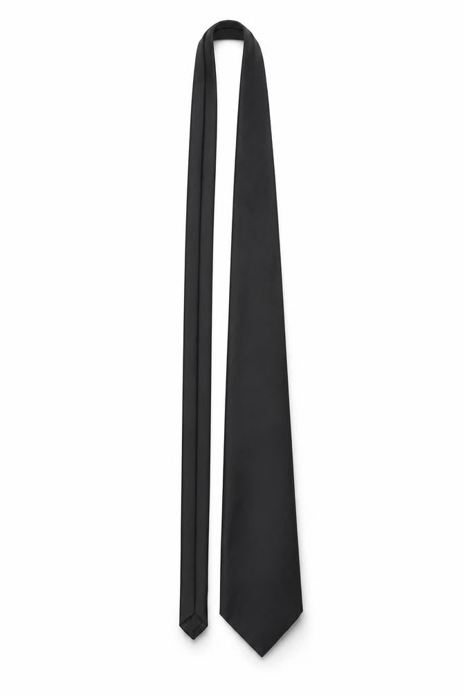 C&A Men's Black Slim Polyester Tie One Size Woven Finish