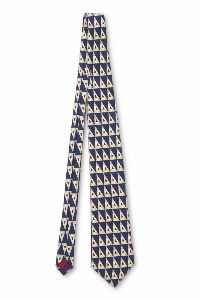 Burton Mens Blue Geometric Pure Silk Pointed Tie One Size