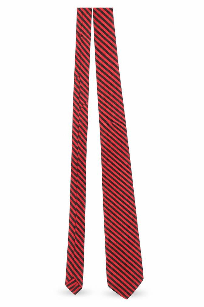 Carnaval de Paris Men's Black & Red Striped Pure Silk Tie One Size