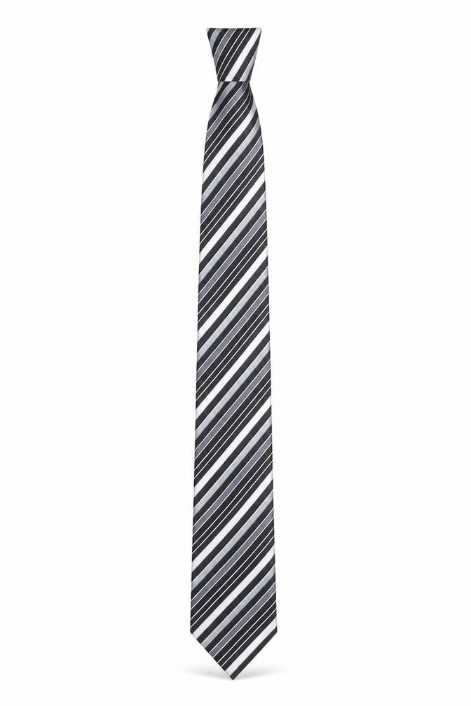 Next Men's Black Striped Slim Silk Tie