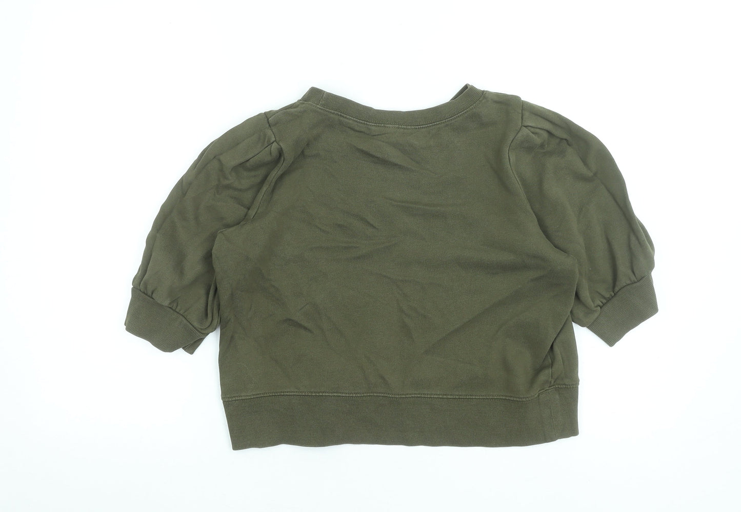 H&M Women's Khaki Green Short Sleeve Pullover Sweatshirt Size S