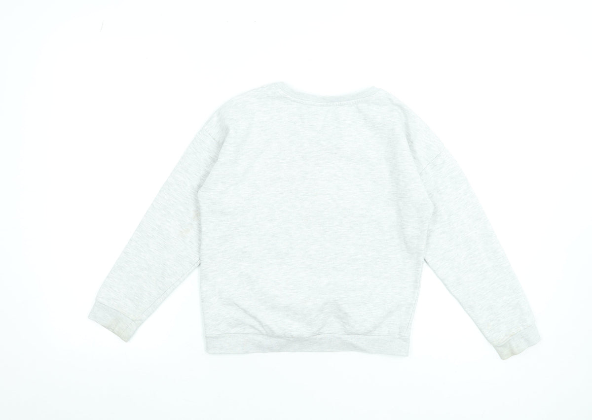 Barbie Girls Grey Pullover Sweatshirt 10 Years Graphic Print Cotton Blend