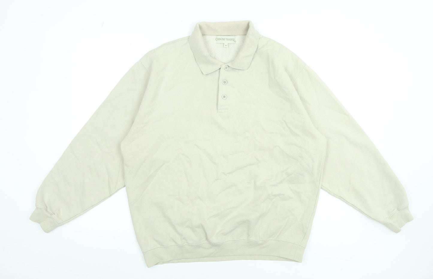 Country Trader Women’s Beige Henley Sweatshirt M Cotton Blend