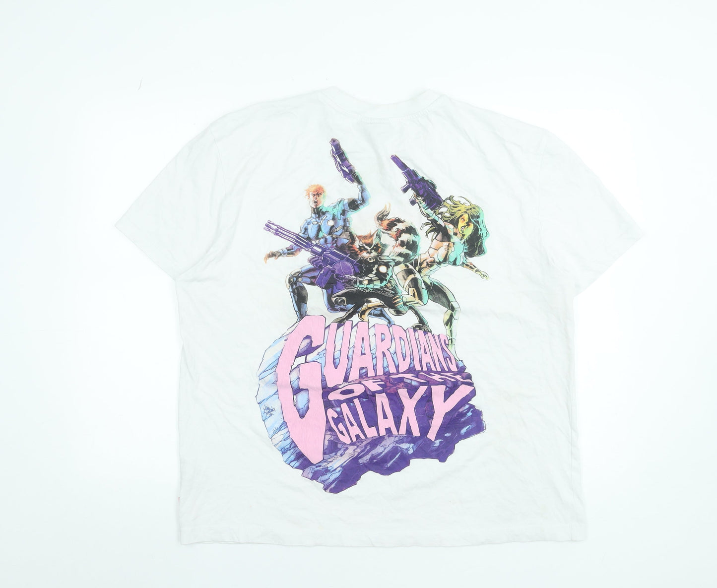 Marvel Men's White Guardians of the Galaxy Cotton L T-Shirt