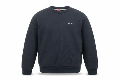 Front view of Slazenger boys’ black crew neck pullover sweatshirt 9-10 years