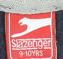 Brand and care label for Slazenger boys’ black crew neck pullover sweatshirt 9-10 years