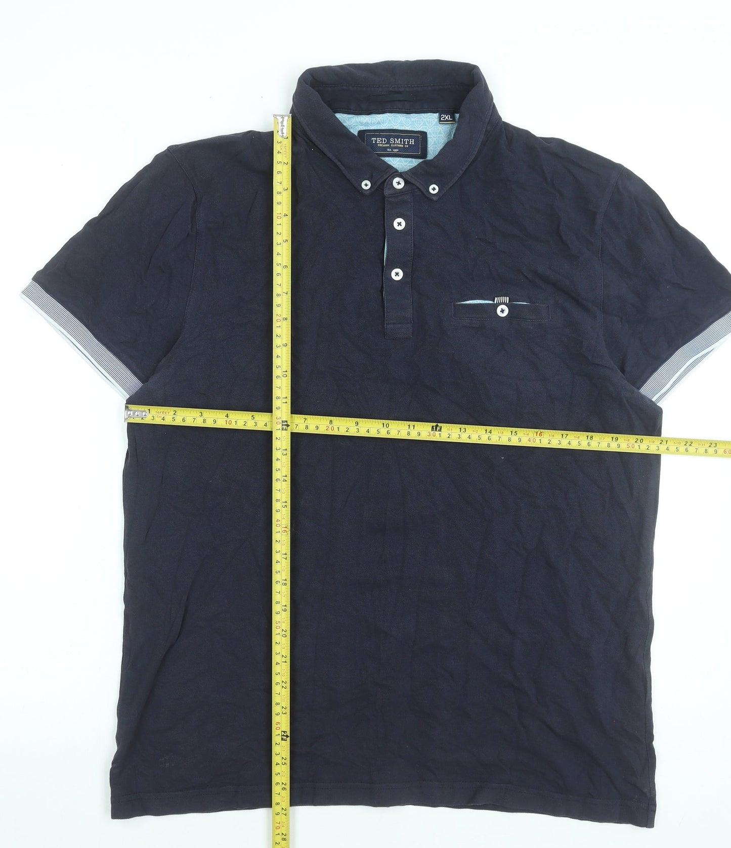 Ted Smith Men's Blue 2XL Short Sleeve Cotton Polo Shirt