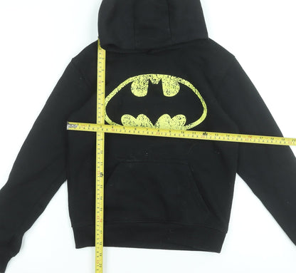 Preloved Batman Boys Black Hoodie 7-8 Years Pullover Graphic Print Sweatshirt - Back