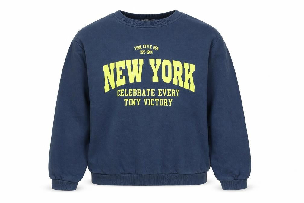 Zara Women's Navy Blue New York Graphic Pullover Sweatshirt Size S