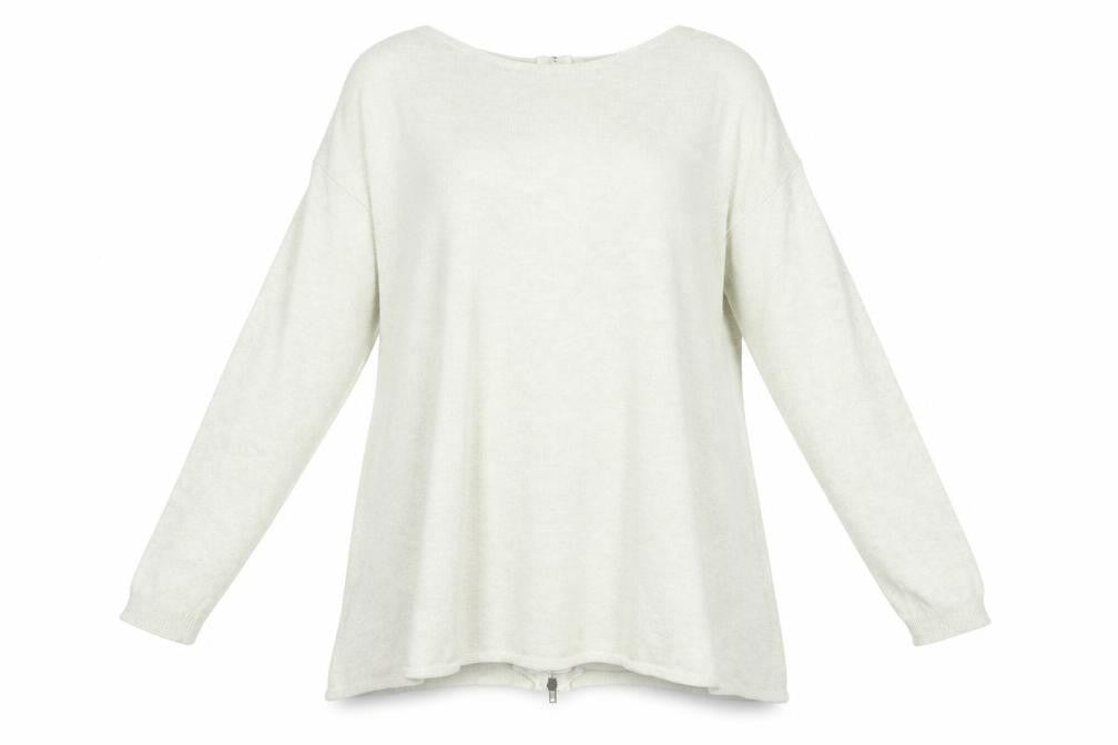 Peruzzi Women Beige Relaxed Fit Zip Back Knit Jumper Size 10