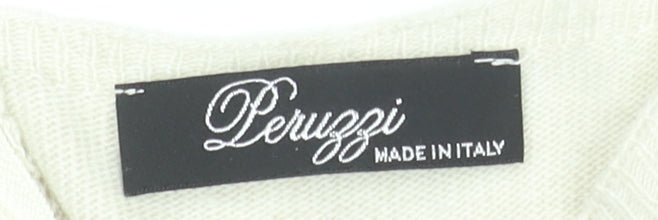 Peruzzi Women Beige Relaxed Fit Zip Back Knit Jumper Size 10