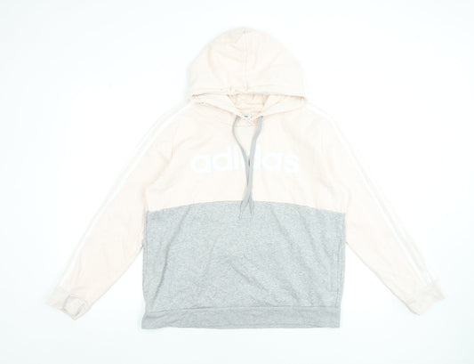 Adidas Women’s Beige Grey Colourblock Pullover Hoodie XL
