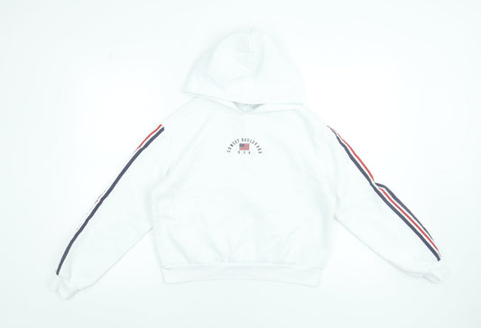 H&M Divided Women's White USA Hoodie Small Hooded Pullover