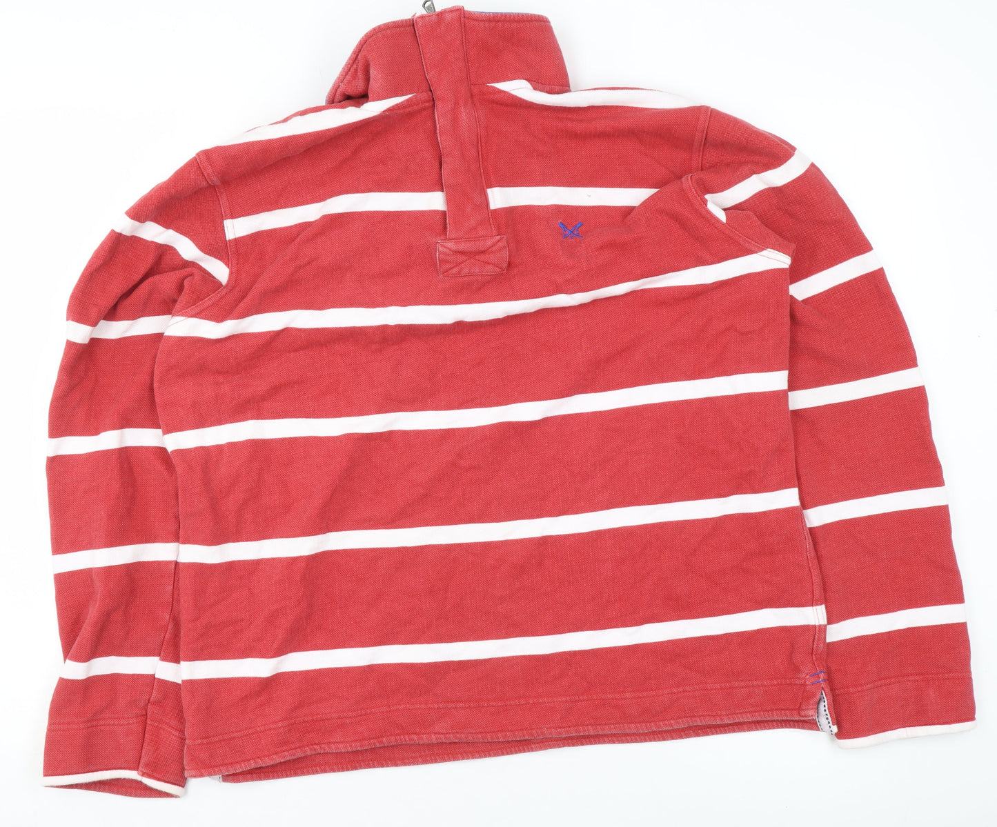 Crew Clothing Company Men's Red Striped Long Sleeve Rugby Sweatshirt M