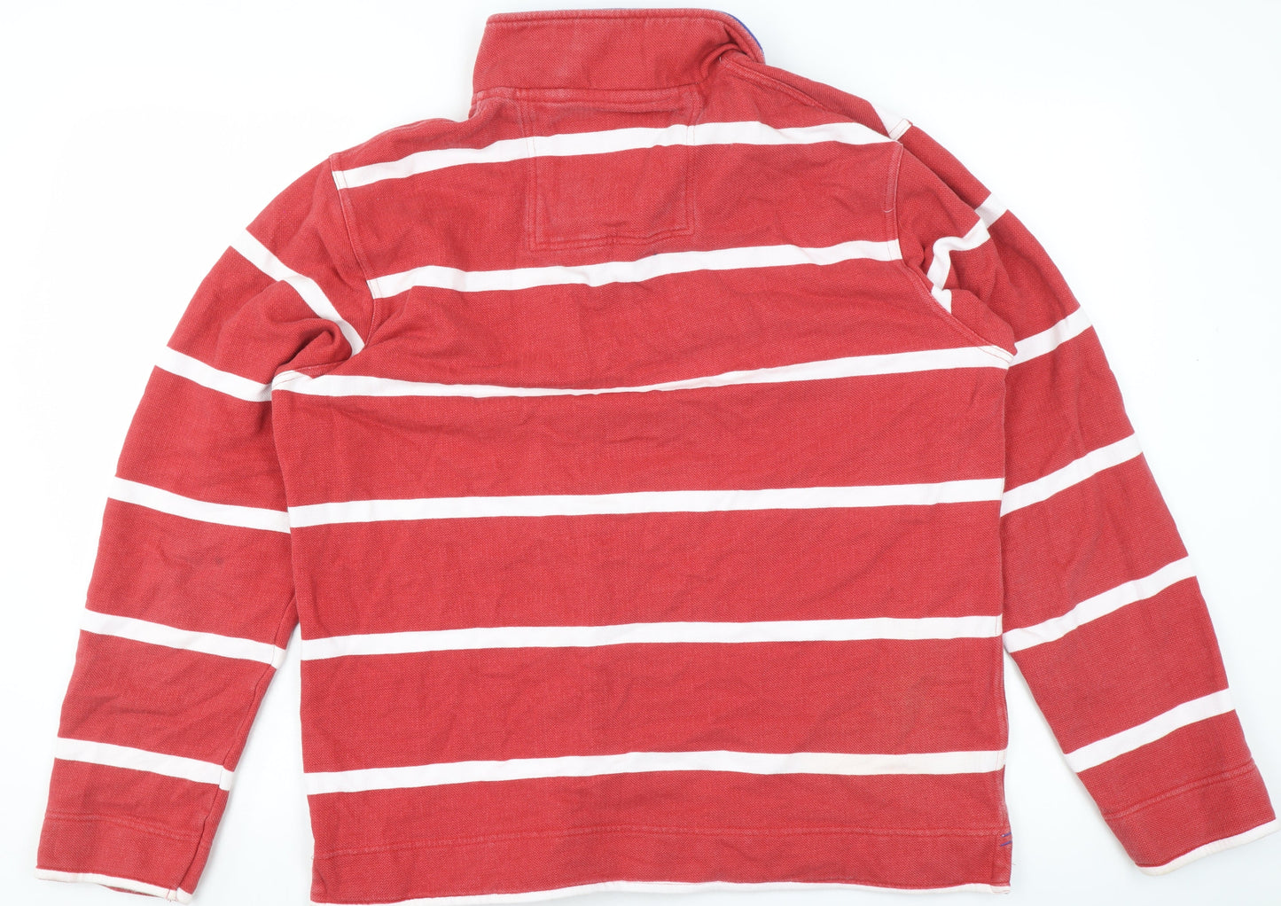 Crew Clothing Company Men's Red Striped Long Sleeve Rugby Sweatshirt M