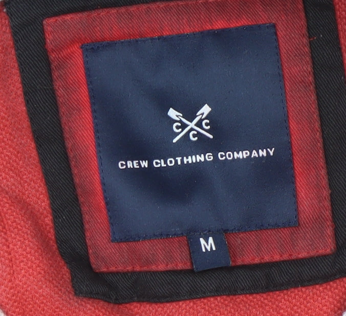 Crew Clothing Company Men's Red Striped Long Sleeve Rugby Sweatshirt M