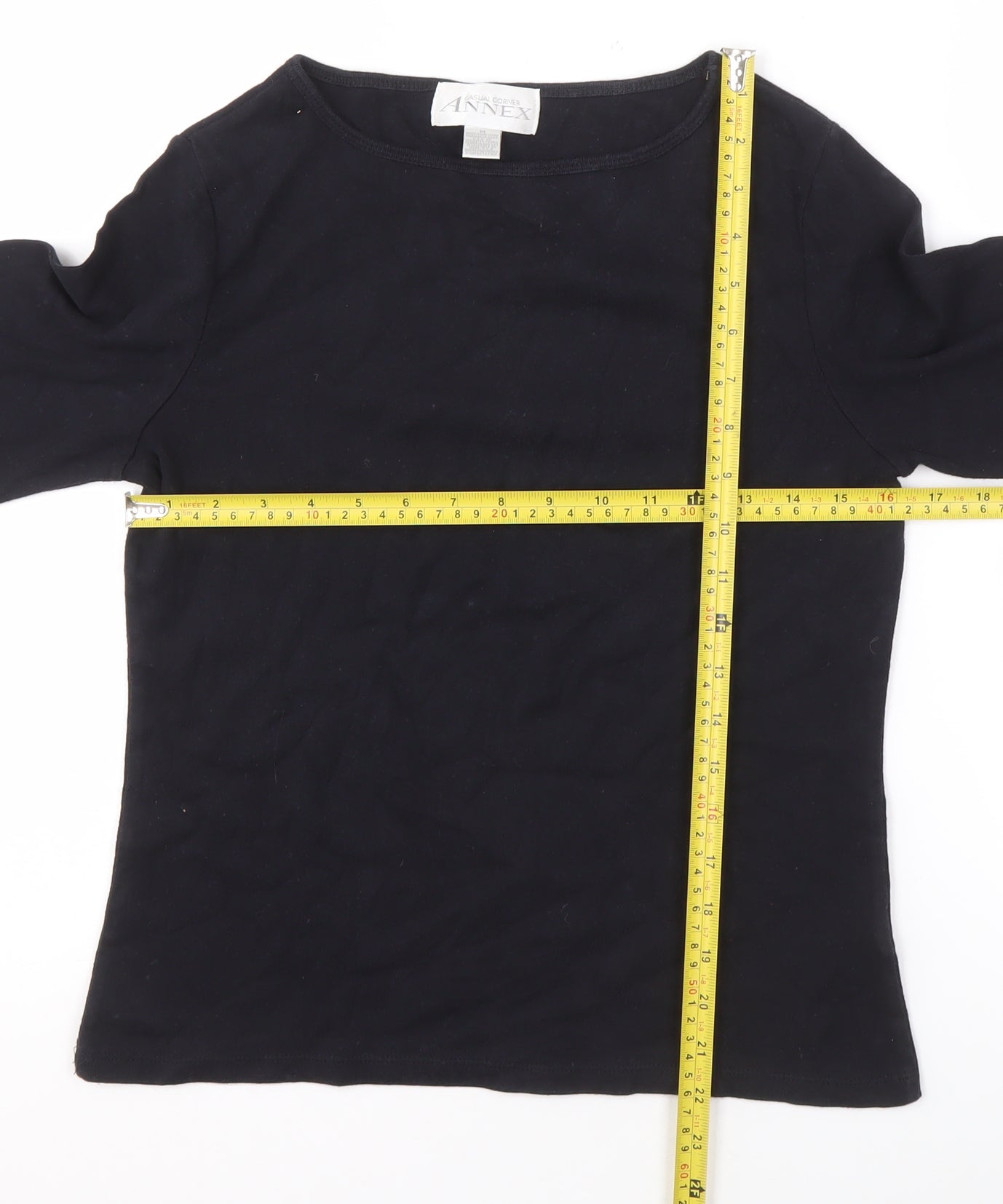 Casual Corner Annex Womens Black Cotton Boat Neck Long Sleeve Jumper M