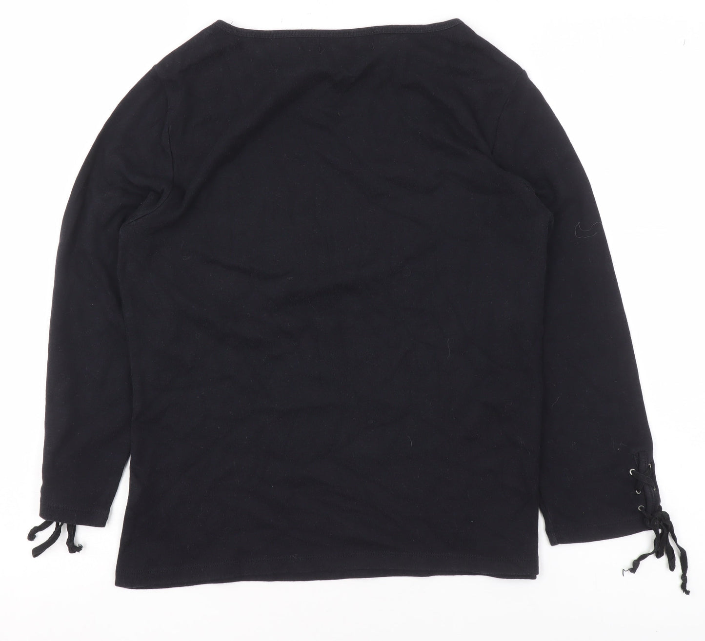 Casual Corner Annex Womens Black Cotton Boat Neck Long Sleeve Jumper M