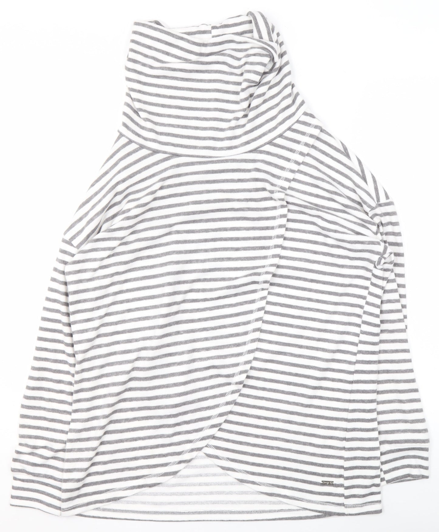Tu Women’s Grey Stripe Size 10 Cowl Neck Pullover Sweatshirt