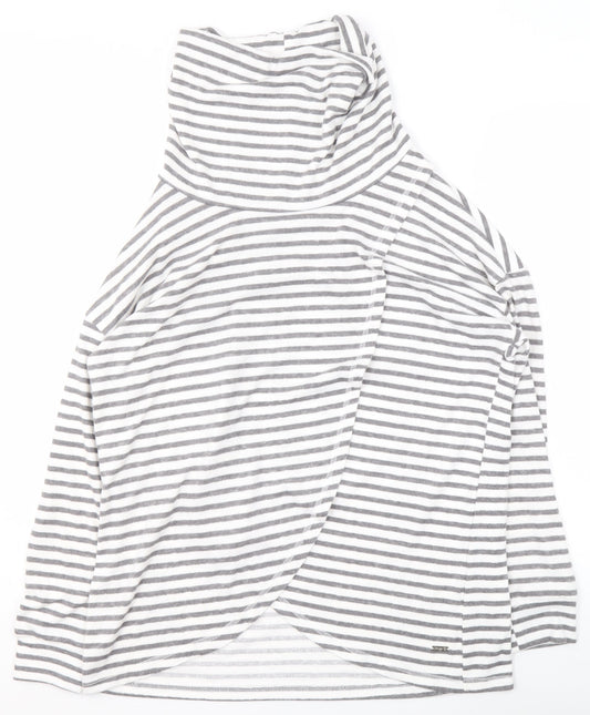 Tu Women’s Grey Stripe Size 10 Cowl Neck Pullover Sweatshirt