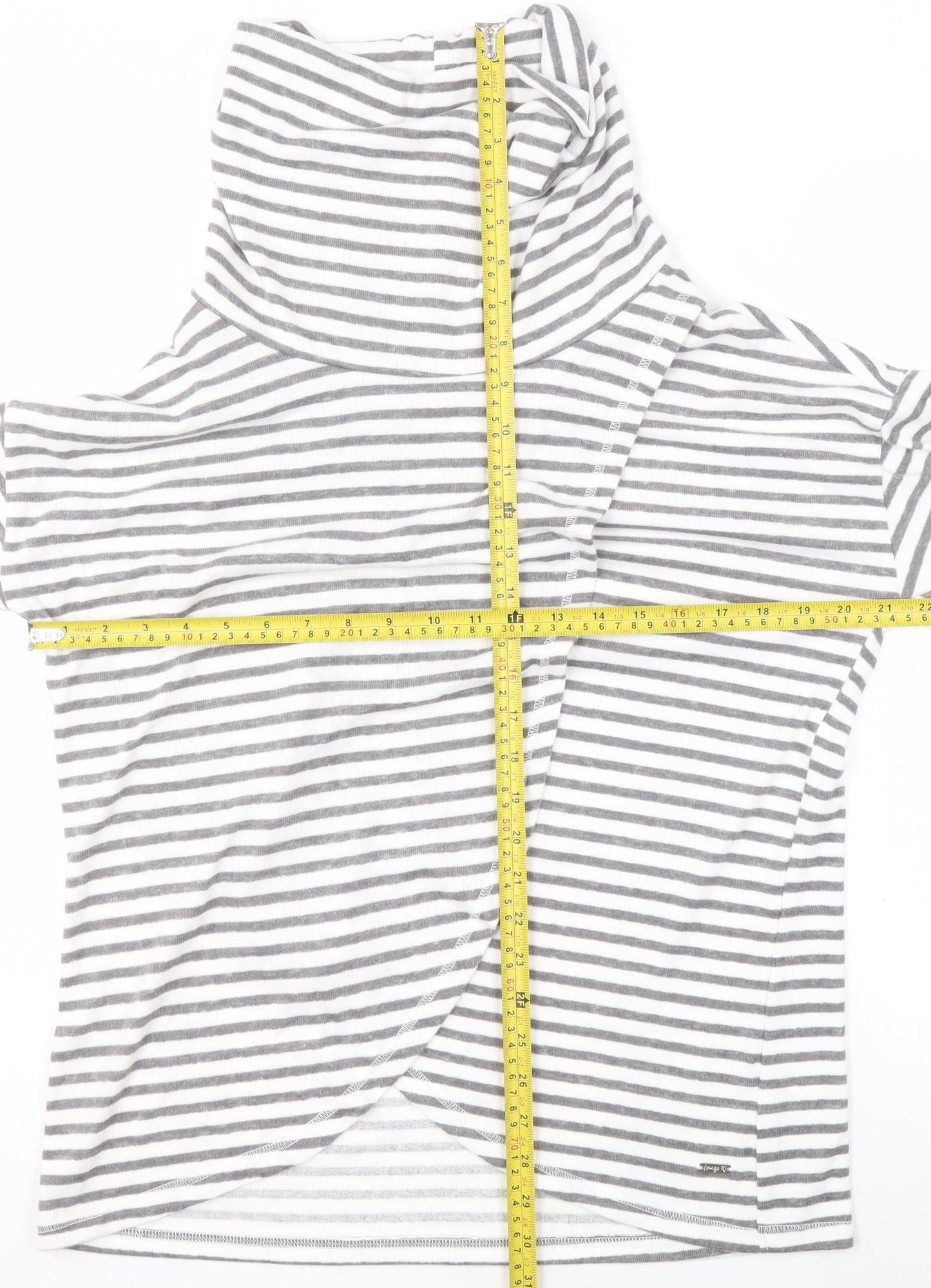 Tu Women’s Grey Stripe Size 10 Cowl Neck Pullover Sweatshirt
