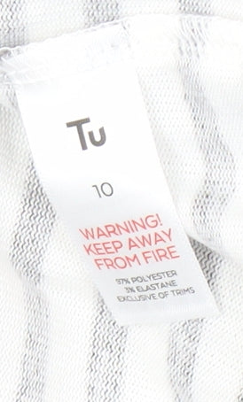 Tu Women’s Grey Stripe Size 10 Cowl Neck Pullover Sweatshirt