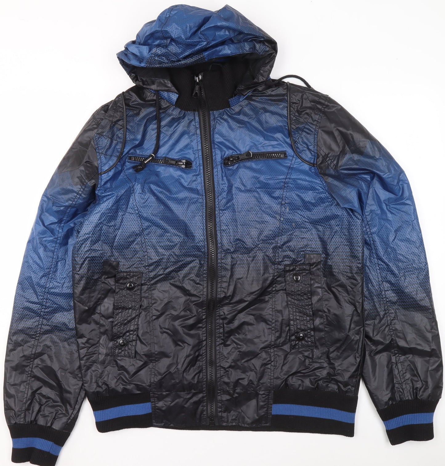 So Cool Boys Blue XL Hooded Windbreaker Jacket with Full Zip Pockets