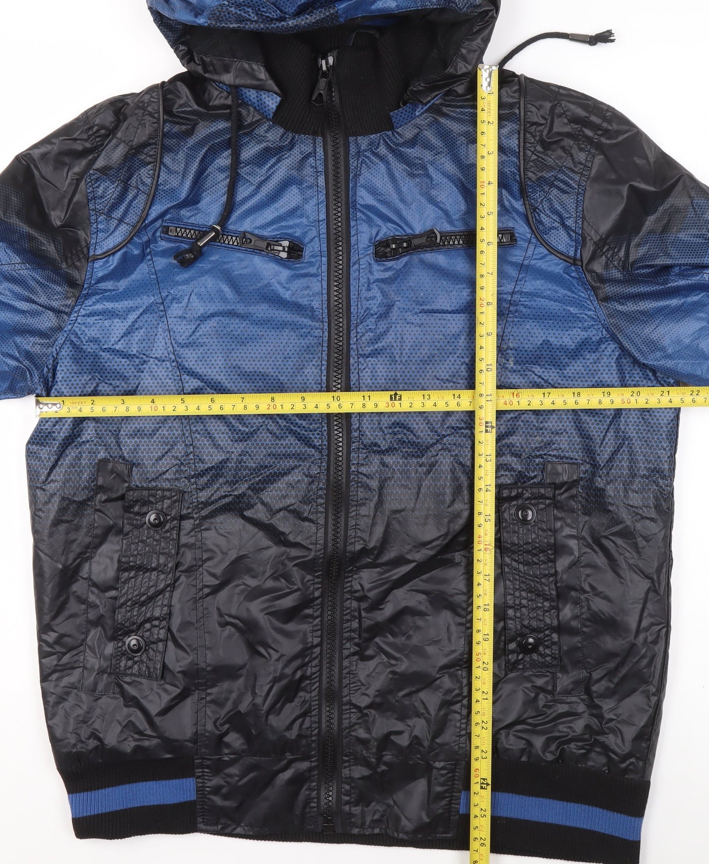 So Cool Boys Blue XL Hooded Windbreaker Jacket with Full Zip Pockets