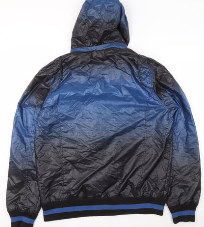 Close-up detail of So Cool boys’ blue xl hooded windbreaker jacket with full zip pockets