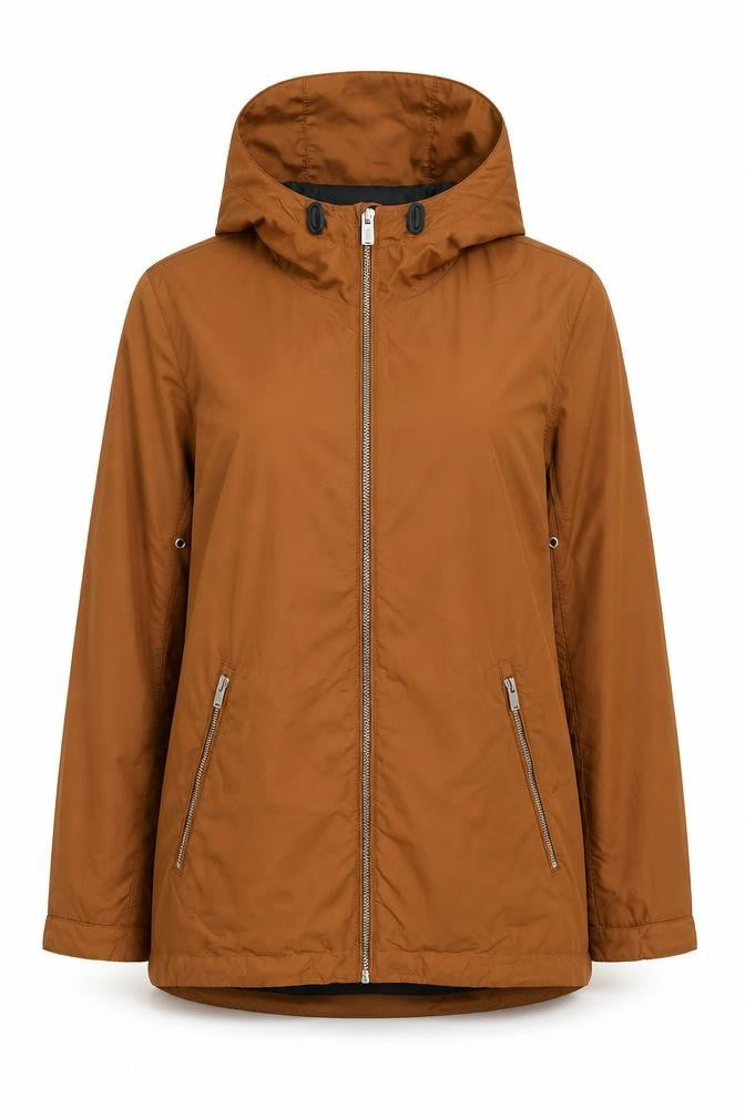 H&M Women’s Brown Hooded Parka Jacket Size L Polyester Softshell