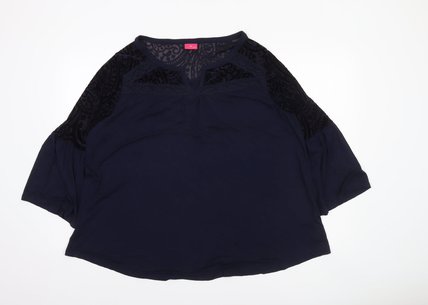 Together Women's Blue 3XL Tunic Blouse with Lace Detail
