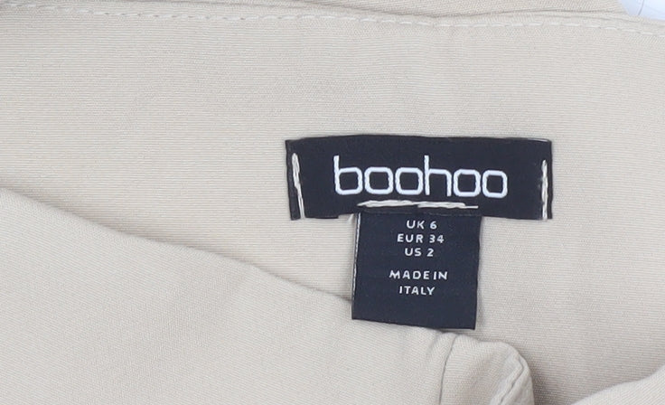 Boohoo Women’s Beige Wide-Leg High-Rise Trousers UK 6 Polyester Blend