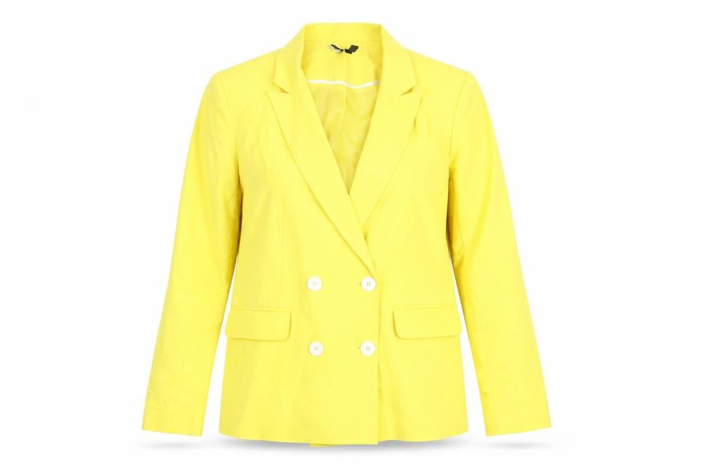 Topshop Womens Yellow Double-Breasted Blazer Size 12 Tailored Jacket